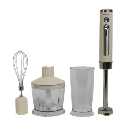 Afbeelding van Melchioni Family staafmixer Ariel, draadloos, oplaadbaar, set met mixer, hakmolen, mixer en maatbeker 600 ml, kleur wit
