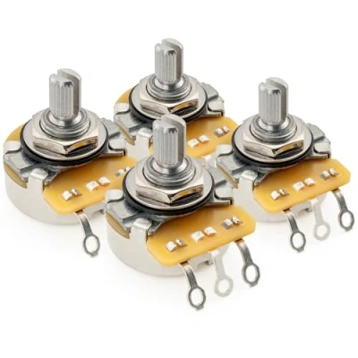 Afbeelding van CTS 450 Serie B250K Split Shaft Fine 24 Tandjes Pots Lineair Potmeter voor Elektrische Gitaar en Basgitaar, 10% Tolerantie (Set van 4)