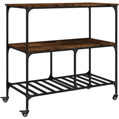 Afbeelding van vidaXL Keukentrolley 100x50x95 cm bewerkt hout gerookt eikenkleurig