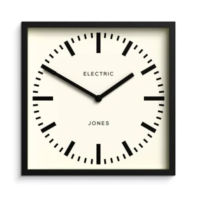 Afbeelding van Jones Clocks® Box Railway Dial Wandklok Vierkante Klok Stationklok Keukenklok Kantoorklok Retro Designer Clock Kleurrijke Case Station (Zwart)