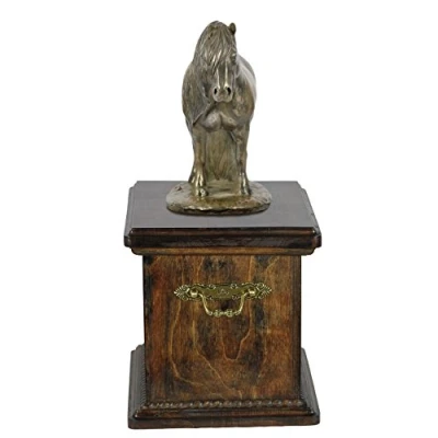 Afbeelding van Art Dog handgemaakte urn voor paardenas koud gegoten bronzen beeld aangepaste crematiedoos houten huisdierherdenkingsurn 46,5x29x21cm Viel Ponny Mare