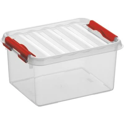 Afbeelding van SUNWARE Q Line Box 2,0 Liter 200 x 150 100 mm transparant/rood