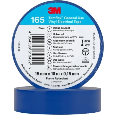 Afbeelding van 3M Temflex™ 165 165BL1E Isolatietape Temflex Blauw (l x b) 10 m 15 mm 1 stuk(s)