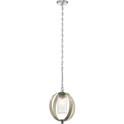 Afbeelding van Kichler LED Buiten Pendelarmatuur Grand Bank 1X E27 Max 60W IP44 Dimbaar Distressed Antique Grey &amp; Brushed Aluminium