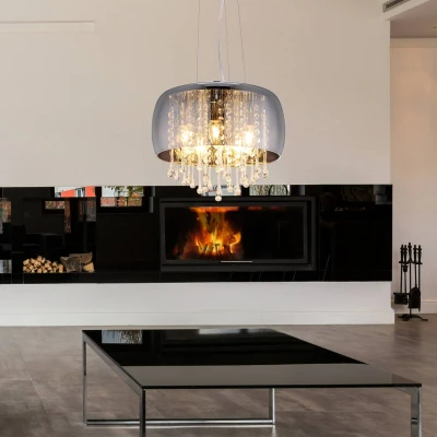 Afbeelding van Pearl Hanglamp d:35cm met smoke glas &amp; kristallen Modern Globo