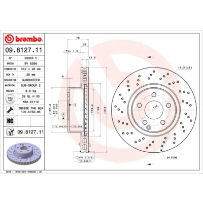 Afbeelding van Brembo Remschijf 09.8127.11