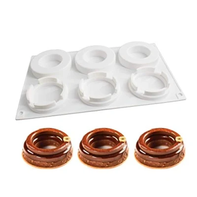 Afbeelding van Siliconen mousse cakevormen 3D bakvormen DIY mal, 6 gaten grote kleine ring