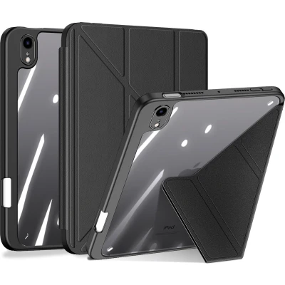 Afbeelding van Dux Ducis Hoes geschikt voor Apple iPad Mini 7 (2024) Magneet sluiting Auto Sleep/Wake functie Met Pencil houder Zwart
