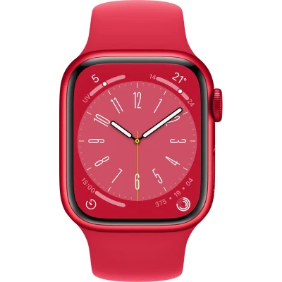 Afbeelding van Apple Watch Series 8 4G 41mm Rood (Rode Siliconenband)
