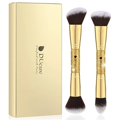 Afbeelding van DUcare Kabuki Professionele foundationkwast, 2 stuks, voor gezichtsmake up, vloeibare foundation, crème of poeder