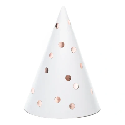 Afbeelding van Feesthoedjes Dots roségoud (6st)