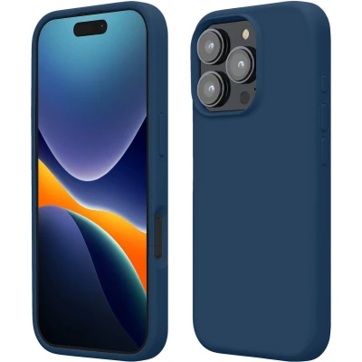 Afbeelding van kwmobile telefoonhoesje geschikt voor Apple iPhone 16 Pro Hoesje met siliconen coating Smartphone case in marineblauw