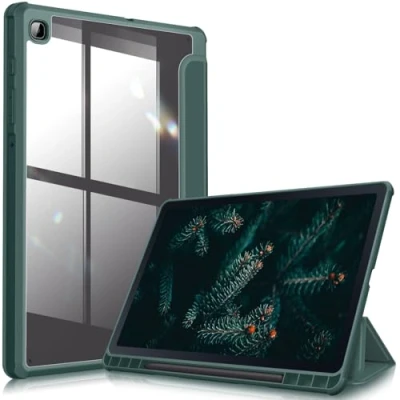 Afbeelding van Fintie Hoes voor Samsung Galaxy Tab S6 Lite 10.4 2020 met S pennenhouder Transparant Harde Schaal Achterkant Beschermhoes Zachte TPU Rand Bumper SM P610/P615, (Middernacht Groen)