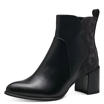 Afbeelding van Marco Tozzi Korte laarzen, Dames, Maat: 37, Black leo Textiel/ synthetisch