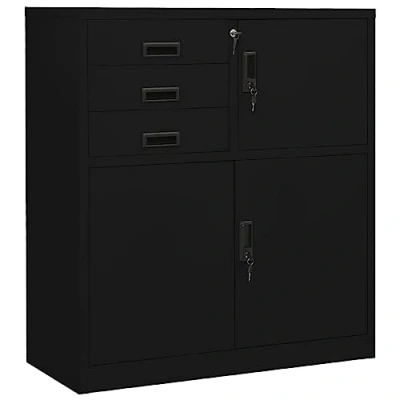 Afbeelding van vidaXL Kantoorkast 90x40x102 cm staal zwart, kabinet, opbergkabinet, archiefkast, kabinetten, opbergkabinetten, archiefkasten, kantoor archiefkast