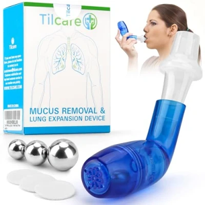Afbeelding van Ademhalingslongexpander &amp; Slijm verwijder apparaat van Tilcare Oefening Reiniging voor Betere Slaap Fitness Geweldige Behandeling COPD, Astma, Bronchitis, Taaislijmziekte of Rokers Hulp