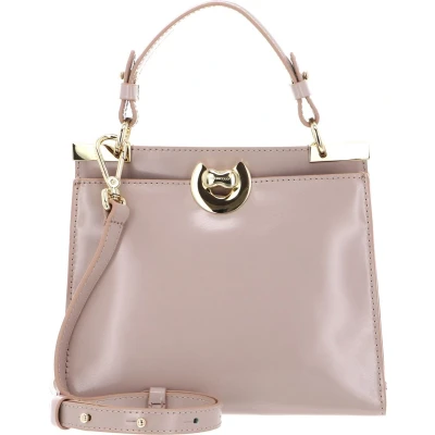 Afbeelding van COCCINELLE Leren Handtas Schoudertas Binxie Handbag Shiny Calf Leather Rosette Beige