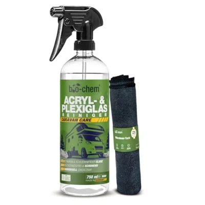 Afbeelding van bio chem acryl en plexiglasreiniger 0.75 l + microvezeldoek glasreiniger voor het materiaalvriendelijk reinigen van plexiglas acrylglazen ramen