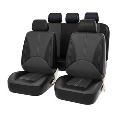 Afbeelding van Autostoelhoezensets Voor Renault Trafic 2015 2021, PU Lederen Stoelhoezen En Achter Volledige Set Kussens Waterdichte Beschermers Accessoires,B/Black Grey