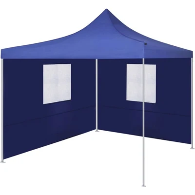 Afbeelding van Vouwtent met 2 wanden 3x3 m blauw