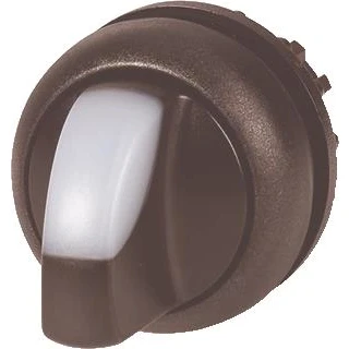 Afbeelding van Eaton rmq titan m22 frontelement verlichte keuzeschakelaar 3 standen terugverend kleur wit fr inb rond 22 5mm frontring zwart 216834