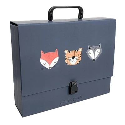 Afbeelding van Interdruk Children&#039;s File Box Case with Handle Rigid Folder Fits A4 Size Bebe Friends B