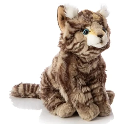 Afbeelding van Uni Toys Wilde kat grijs tijgerd, zittend 22 cm (hoogte) pluche dier, knuffeldier