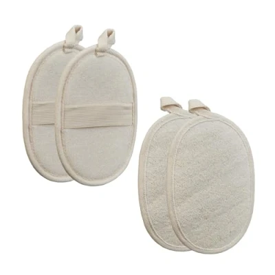 Afbeelding van Relaxdays loofah spons set van 4 peeling natuurspons luffa badspons douche