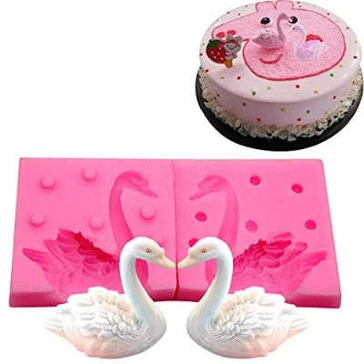 Afbeelding van WonDerfulC 3D Zwaan fondant siliconen mal, vogeltaart decoratie mallen, doe het zelf bakken chocolade hars klei kaars mallen