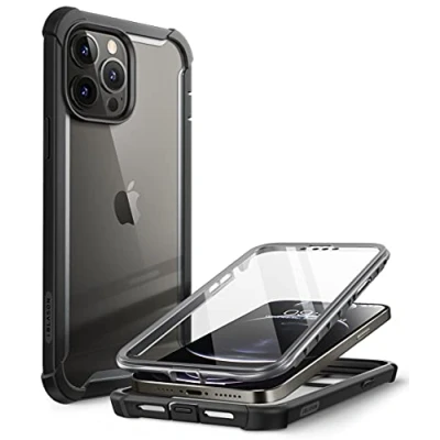 Afbeelding van i Blason Ares Hoesje voor iPhone 13 Pro Max 6,7 inch (release 2021), dubbellaagse robuuste transparante bumper case met ingebouwde schermbeschermer (zwart)