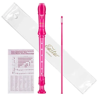 Afbeelding van Eastar Sopraanblokfluit Instrument voor kinderen, studenten, beginners, Duitse vingerzetting C Key Recorder 3 delig met reinigingsset, opbergtas, vingerkaart, ERS 1GP, roze,