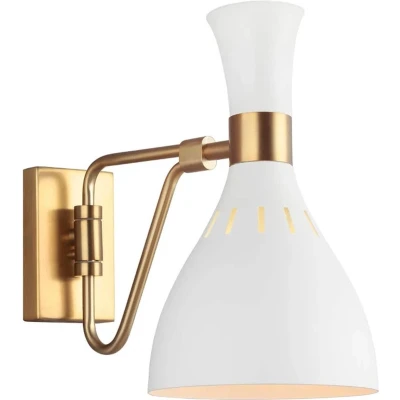 Afbeelding van Feiss LED Wandlamp Joan 1X E27 Max 60W Matte White / Burnished Brass