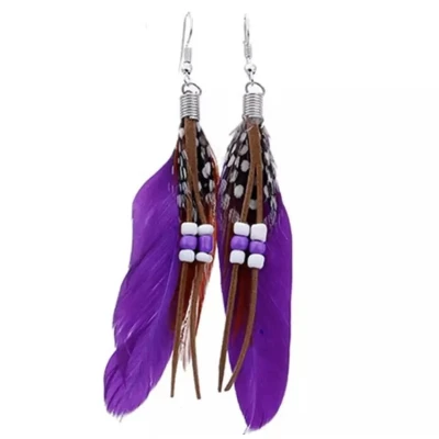 Afbeelding van Jomide Oorhangers Boho Veren Paars