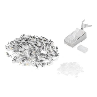 Afbeelding van DIGITUS Cat 6A Crimp Connectors 100 stuks RJ45 netwerk connectoren afgeschermd Voor Cat6A netwerkkabels, legkabels &amp; PoE Ethernet LAN kabels 10GBase T 8P8C AWG 23/1 tot 22/1