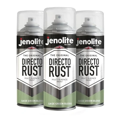 Afbeelding van JENOLITE Directorust Glansverf SALIE GROEN Multi oppervlakte spuitverf Hout, metaal, kunststof, keramiek, verroeste oppervlakken 3 x 400 ml RAL 7494C