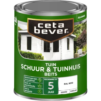 Afbeelding van Ceta Bever Dekkend Tuinbeits Schuur &amp; Tuinhuis Ral 9010 Blanke lak Beits