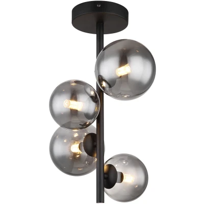 Afbeelding van Globo Zwarte plafondlamp Riha 4 lichts 56133 4D
