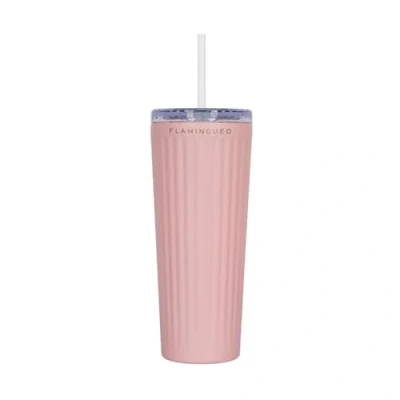 Afbeelding van Flamingueo Thermosbeker Tumbler, Thermosfles, Reisbeker met Rietje, Roestvrij Staal, Koude Dranken 24u en Warme 10u, Drinkbeker Thermos, 0,8L