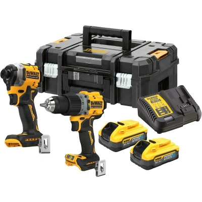 Afbeelding van DeWalt DCK2050H2T QW 18V XR Compact Brushless Twin kit DCD805/DCF850 2x 5.0Ah accu in TSTAK koffer