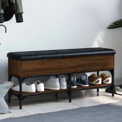 Afbeelding van Schoenenbank 102x32x45 cm bewerkt hout bruineikenkleurig