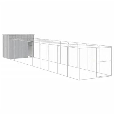 Afbeelding van vidaXL Hondenhok met ren 214x1069x181 cm staal lichtgrijs