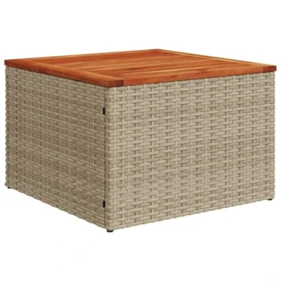 Afbeelding van Tuintafel 55X55X37 Cm Poly Rattan En Acaciahout Beige
