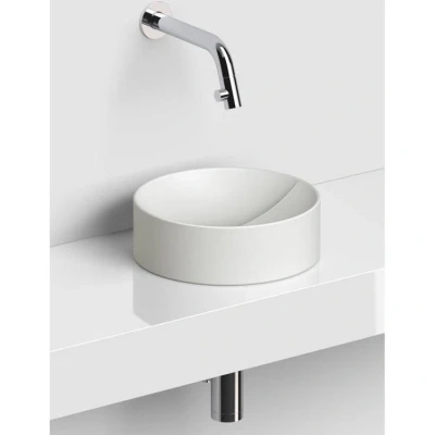 Afbeelding van Clou Vale Rond Fontein Zonder Kranenbank Met Geïntegreerde Afvoer Wit Mat Keramiek 22 cm