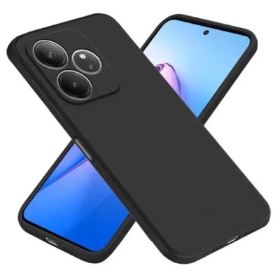 Afbeelding van EASSGU Beschermhoesje voor Realme GT 6/Realme 6T (6,78 inch), zachte beschermhoes van TPU siliconen, zwart