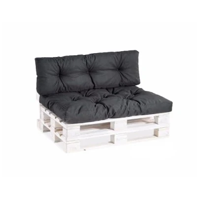 Afbeelding van Gutekissen, palletkussens, tuinbankkussens, gewatteerde kussens gevuld met gegranuleerd Poulirette schuim, vele kleuren en maten PPI (Set (Zitkussen 120x80 +Rugleuning 120x40), Zwart)