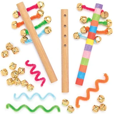 Afbeelding van Baker Ross Houten Handklokjes (4 stuks) Knutselspullen en Knutselsets voor Kinderen