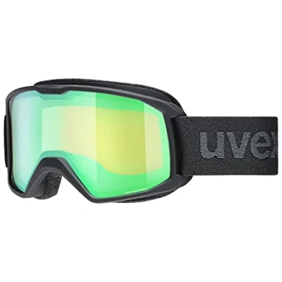Afbeelding van uvex elemnt FM skibril voor dames en heren vergroot condensvrij gezichtsveld tochtvrije ventilatie van het frame black matt/green LGL one size