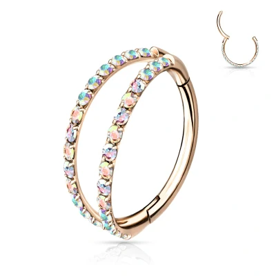 Afbeelding van piercing clicker titanium dubbel lined rose gold plated 1.2X10