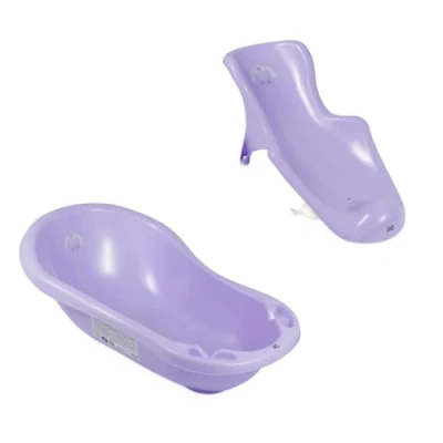 Afbeelding van Hylat Baby Praktische babykuip met stop en badzitje TÜV Rheinland gecertificeerd antislip &amp; comfortabel voor de eerste levensmaanden Lite collectie kleur: paars, motief: Yeti