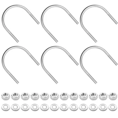 Afbeelding van YEYIT Ronde U Bouten 6 Pack Bolt Set M6 x 51mm 304 Roestvrij Staal Accessoires beugelschroeven Vorm Bout Beugel schroeven Met Moeren En Platte Reparatiering